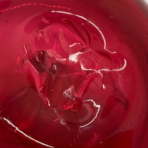 Vintage Angelo Rossi Hand Blown Cranberry Glass Apple - Picture 6 of 9